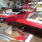 Racing plane in workshop